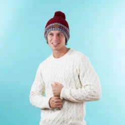 Beanie Creamy Gin Grey Burgundy Mützen